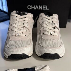 CHANEL Ivory and Black Athletic Shoes